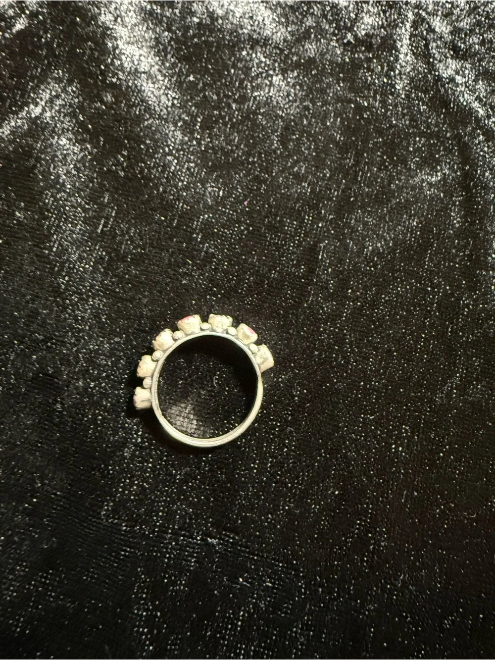 Sterling Silver Pink Opal Half Eternity Band Ring